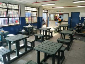 Canteen Seating - Outdoor Furniture manufactured from recycled plastics.